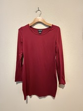 Wet Seal Burgundy Long Sleeve Bodycon Mini Dress Club Wear Flattering Y2K
