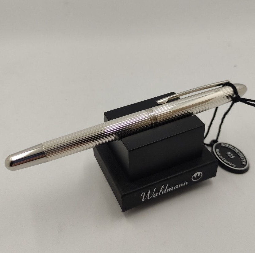 Penna Regalo Elegante Uomo Penna Roller Forester Mann Tango In Argento Sterling 925 - Design Grana, , 14 Cm Made In Germany
