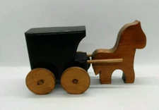 Amish Style Wooden Horse And Cart