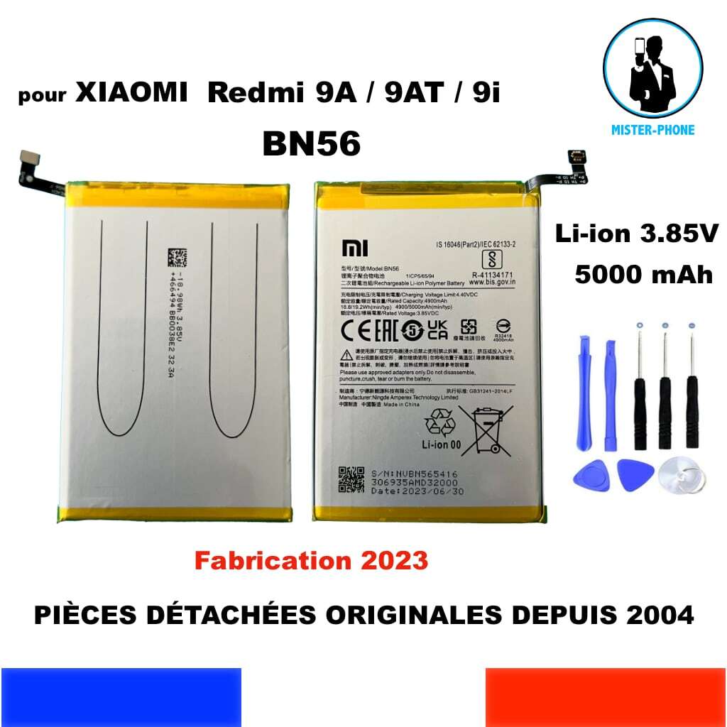 Batterie BN56 pour Redmi 9A qui ne tient plus la charge remplacement Xiaomi 5000mAh