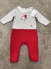 Heritage By Mothercare Knitted Robin Romper Christmas Vintage Style Up To 1 M