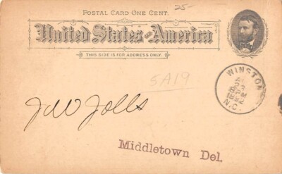 WINSTON, NC ~ TAR HEEL TOBACCO & CIGAR CO ADV & FREE WATCH ON GOV'T PC used  1892
