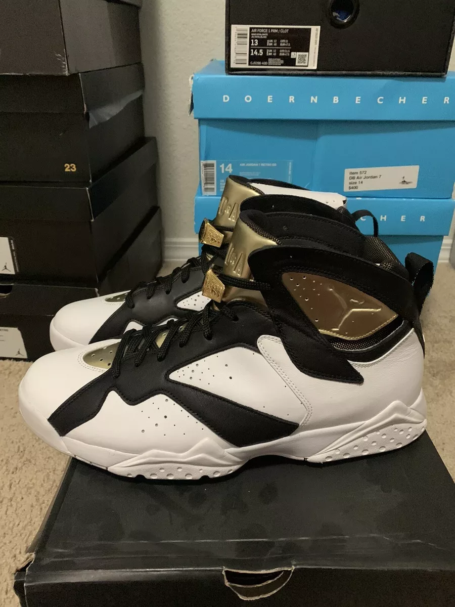 NIKE AIR JORDAN VII 7 RETRO C C CHAMPAGNE SZ 14 CHAMPIONSHIP Pack WHT BLK GOLD