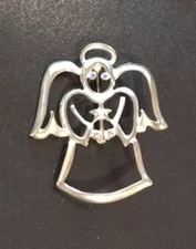Large Blue Eyed Silvertone Angel Pin