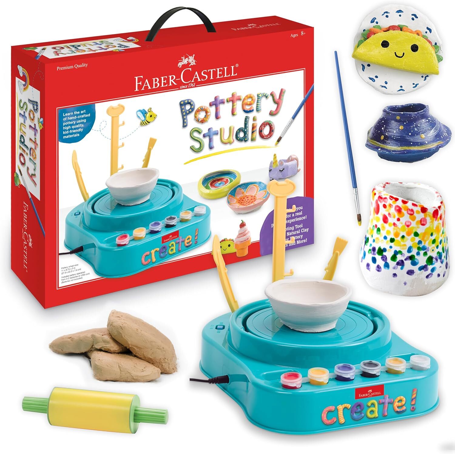 Faber-Castell Kids Pottery Wheel Kit with Complete Supplies for Ages 8 and Up