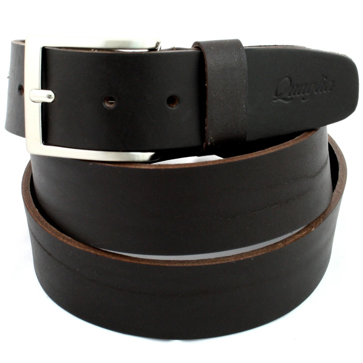 Dhispania Cintura Uomo 100% Pelle - Marrone E Nero Con Fibbia Spazzolata - Regolabile 120 Cm