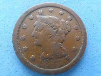 1141) VEREINIGTE STAATEN GROSSE CENT 1847 NIEDRIGE GRADE £ 17,00 UK POST BEZAHLT