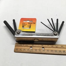 New Bondhus 14587 MHF7M 7pc Metric Folding Hex Set 2-8MM In Metal Case