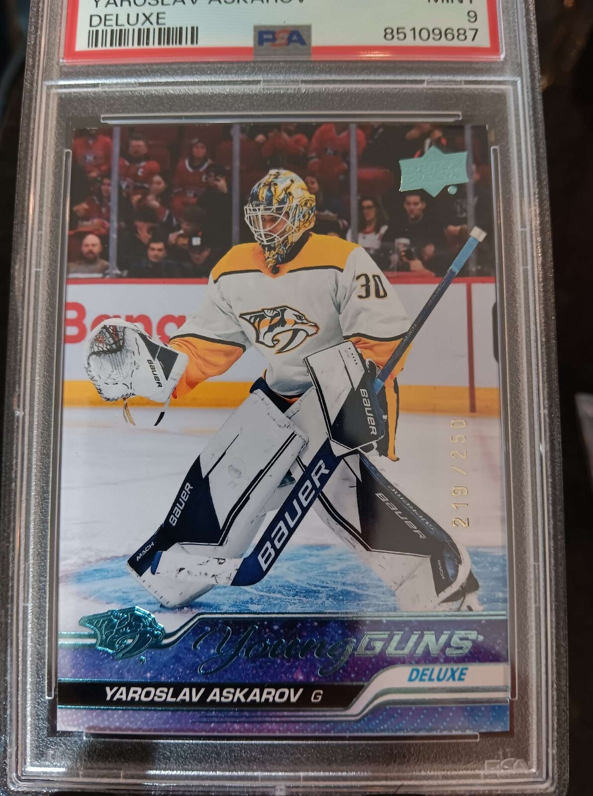 2023-24 Upper Deck - Young Guns Deluxe #204 Yaroslav Askarov 219/250 PSA 9