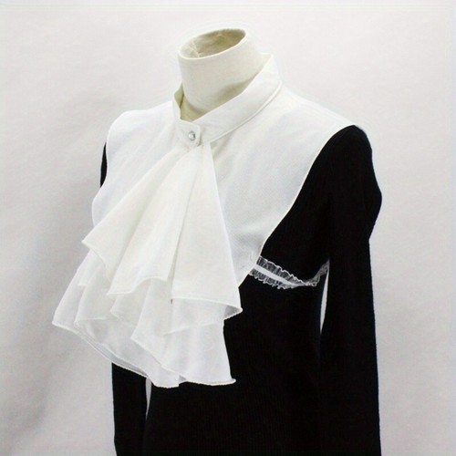 Chiffon Fake Kragen Vintage Palace Halb Shirt Bluse Rüschen Volant Jabot Fliege - Bild 1 von 8