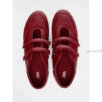 ZARA Flat Casual Shallow-mouth Shoes Women's Leather Mary Jane Women's Shoes