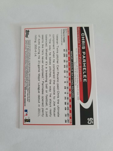 2012 Topps Baseball Card Rookie Chris Parmelee 95 - Picture 2 of 2