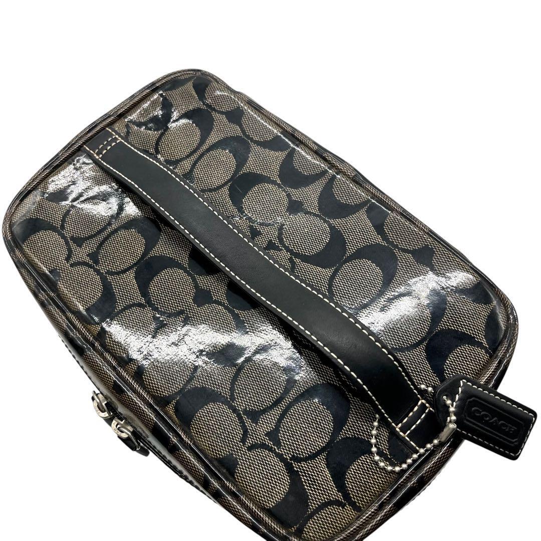 バッグ COACH Signature Vanity Pouch Handbag Coach Pouch Mini Handbag Vanity Bag Signature Black | eBay