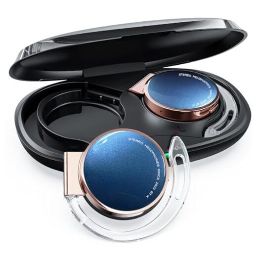 Open Ear Headphones Clip on Earbuds on Ear Headphones BT-X-Rose Gold Blue-image