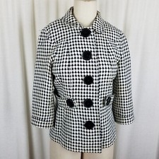 Banana Republic Black  White Diamond Print 3/4 Sleeve Jacket Blazer Womens sz 6