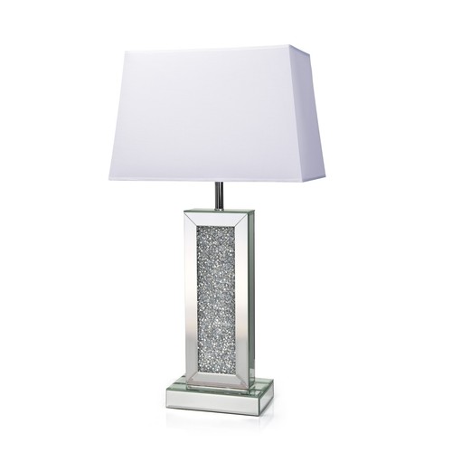 Mirrored Table Lamp Shade Crushed Diamond Crystal Shaped Crystal Sparkly Mirror - Picture 9 of 16