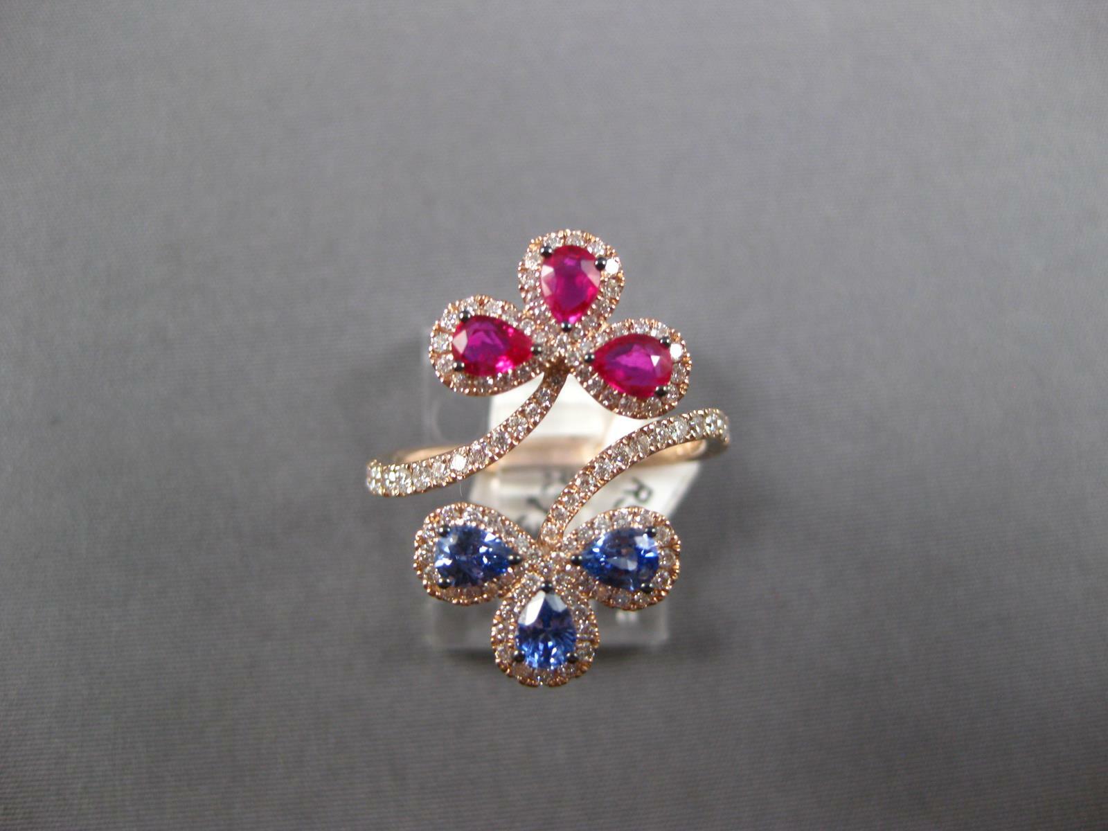 LARGE 1.73CT DIAMOND AAA RUBY & AAA SAPPHIRE 14K … - image 2