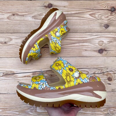 Crocs Mega Crush Retro Floral Sandal Vanilla Cork Select-a-Size | eBay