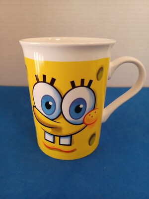 SPONGEBOB SQUAREPANTS COFFE TEA MUG CUP 2012 VIACOM YELLOW FACE NICKELODEON 