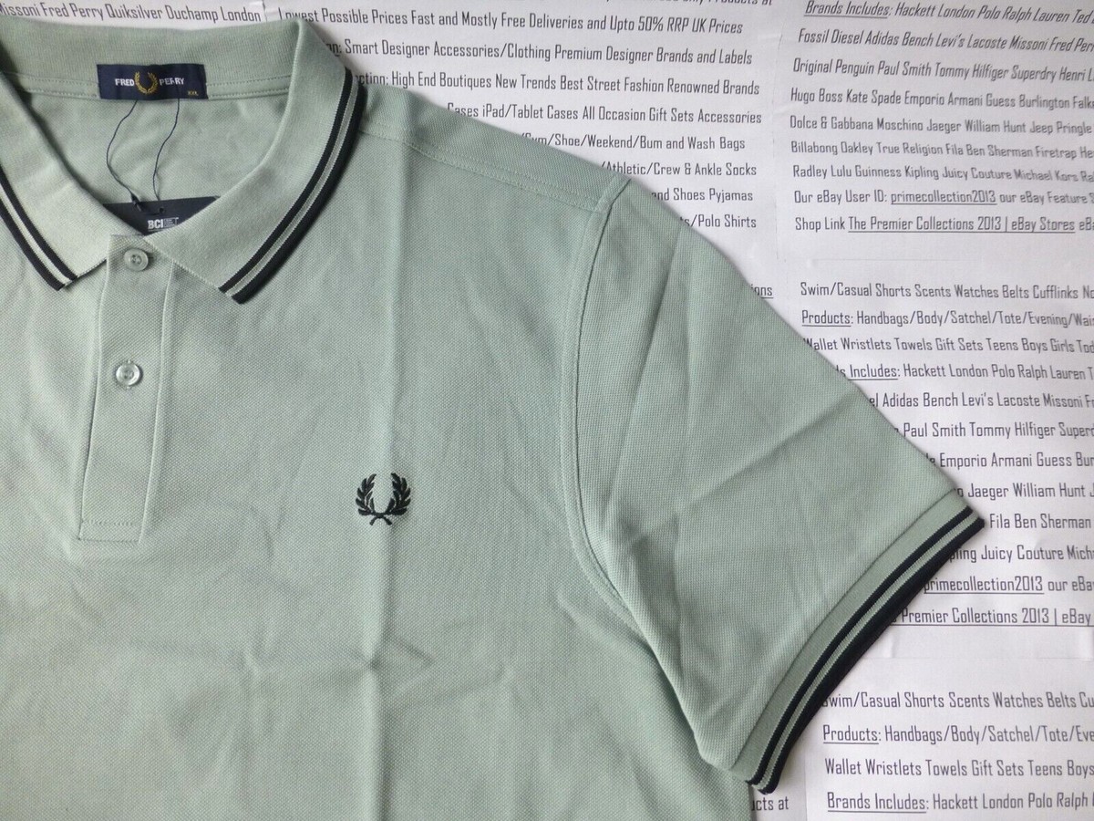 FRED PERRY M3600 Polo Shirt Mens Classic Pique Silver Blue Size