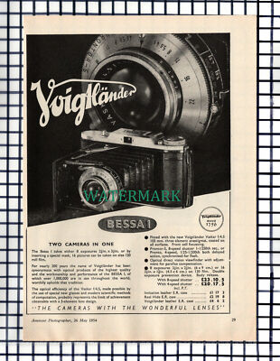 (7096) PAPIERARTIKEL !!  Voigtländer Bessa Kamera ANZEIGE - 1954 SCHNITT