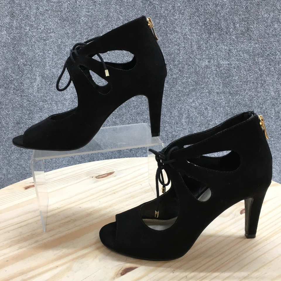 Zapatos de tacón ANA A New Approach para mujer 7M Chance Peep Toe Back con cremallera 023-5279 negros Foto 2 de 4