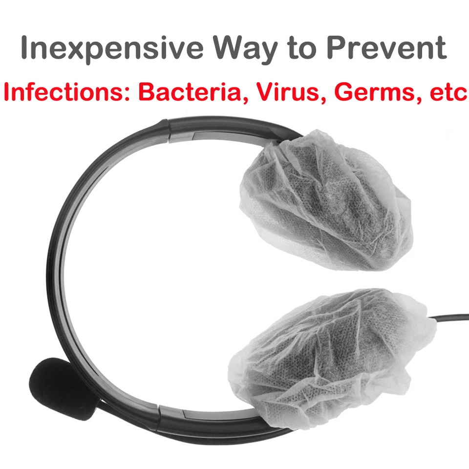 40 peças grandes descartáveis sanitários VR fone de ouvido teatro vídeo fones de ouvido capas - branco - Imagem 4 de 4