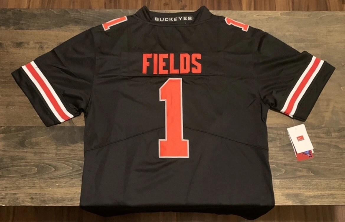 BLACKOUT Justin Fields Ohio State OSU Jersey Buckeyes Stitched 1 All Sizes Black