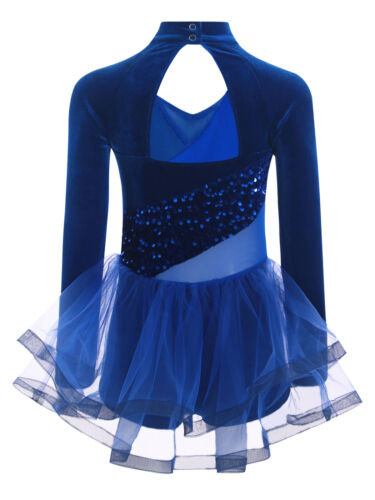 Niños Niñas Vestido Terciopelo Ropa de Baile Disfraz Apto para la Piel Lentejuelas Llamativas - Imagen 14 de 57
