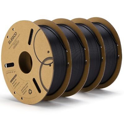 ELEGOO PLA Filament 1.75mm Black 4KG 3D Printing Filament 4Pack for FDM Printers