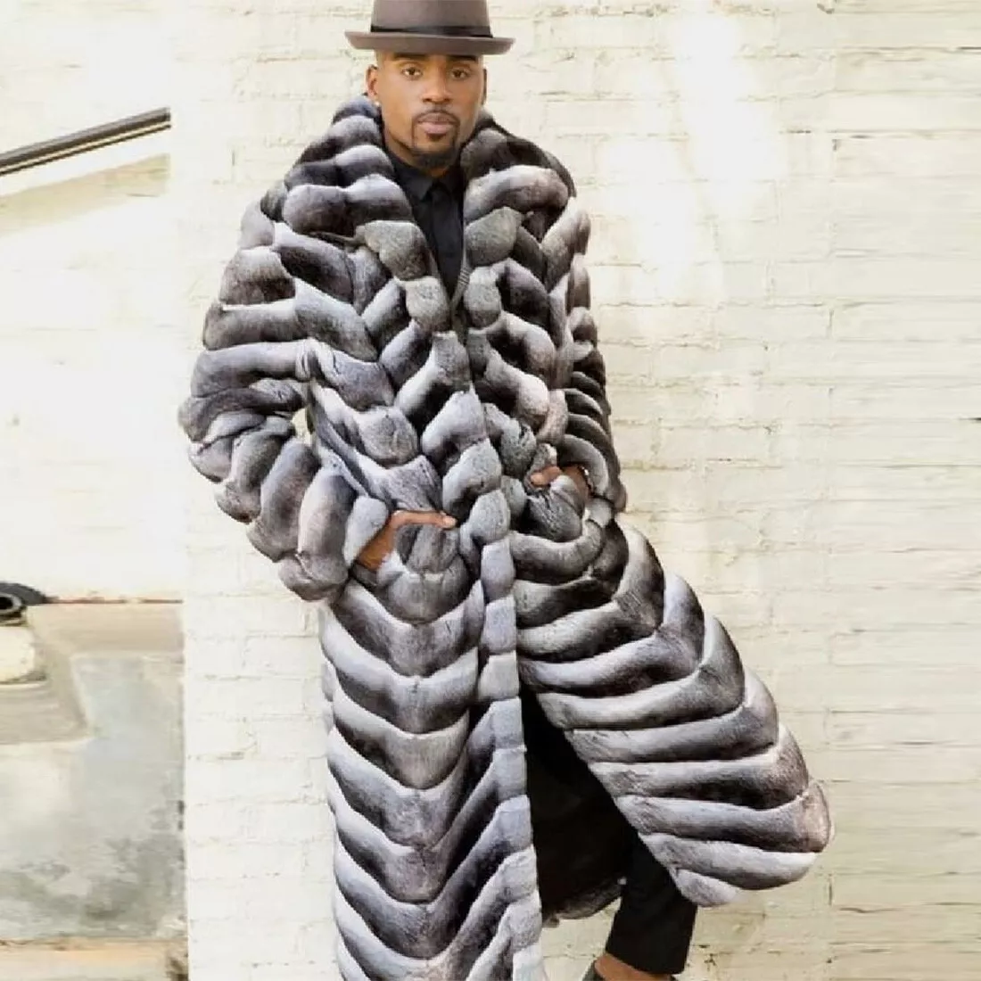 Chinchilla fur cheap coat mens