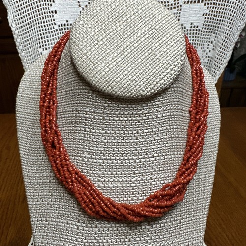Vintage SILPADA Red Coral Seed Bead 16.5” Necklace Sterling Silver