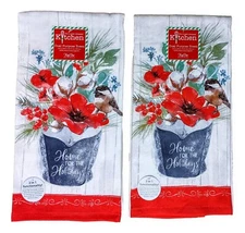 Set of 2 Juniper HOME FOR THE HOLIDAYS Terry Kitchen Towels by Kay Dee Designs