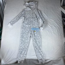 Cat  Jack Sleepwear Unisex Small Off-White Leopard Fleece Lined Flame Resistant