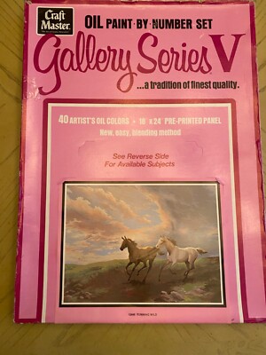 Craft Master 1972  Oil Paint By Number Set  Running Wild  18 x 24 Unfinished