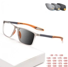 TR90 Frame Photochromic Myopia Nearsighted Glasses For Men Sport Sunglasses New