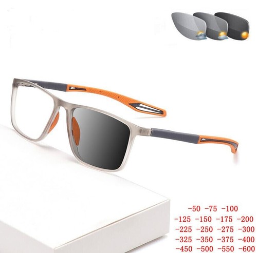 TR90 Frame Photochrome Myopie Kurzsichtigbrille für Herren Sport Sonnenbrille Neu - Bild 1 von 24