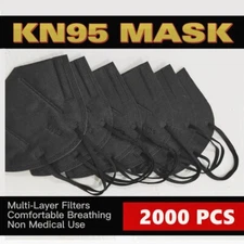 BLACK 2000 PCs KN95 PROTECTIVE 5 LAYERS FACE MASK DISPOSABLE MASK