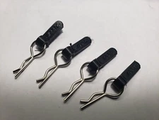 4 - Flex Tab Unbreakable Body Pins Clips Set (Pull Tabs) 1/10 1/8 Scale (Black)