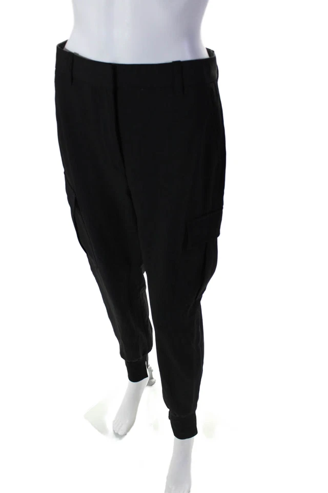 Pantalones de chándal cargo 3.1 Phillip Lim para mujer cierre de gancho pierna cónica negros talla 2 Foto 2 de 4