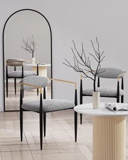 Morden Fort Modern Boucle Dining Chairs Luxury Upholstered Backrest Set of 2