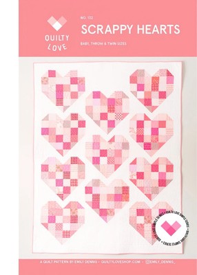 Scrappy Hearts Quilt Pattern by Quilty Love