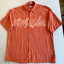 Men  s Pierre Cardin XL Hawaiian Shirt Orange Short Sleeve Rayon