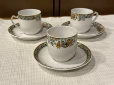 Haviland Limoges Chanson Pattern 3 Demitasse Cups and Saucers
