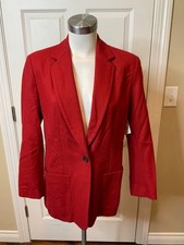J. Crew Red Wool Blend Single Button Notch Collar Blazer, Size 6P