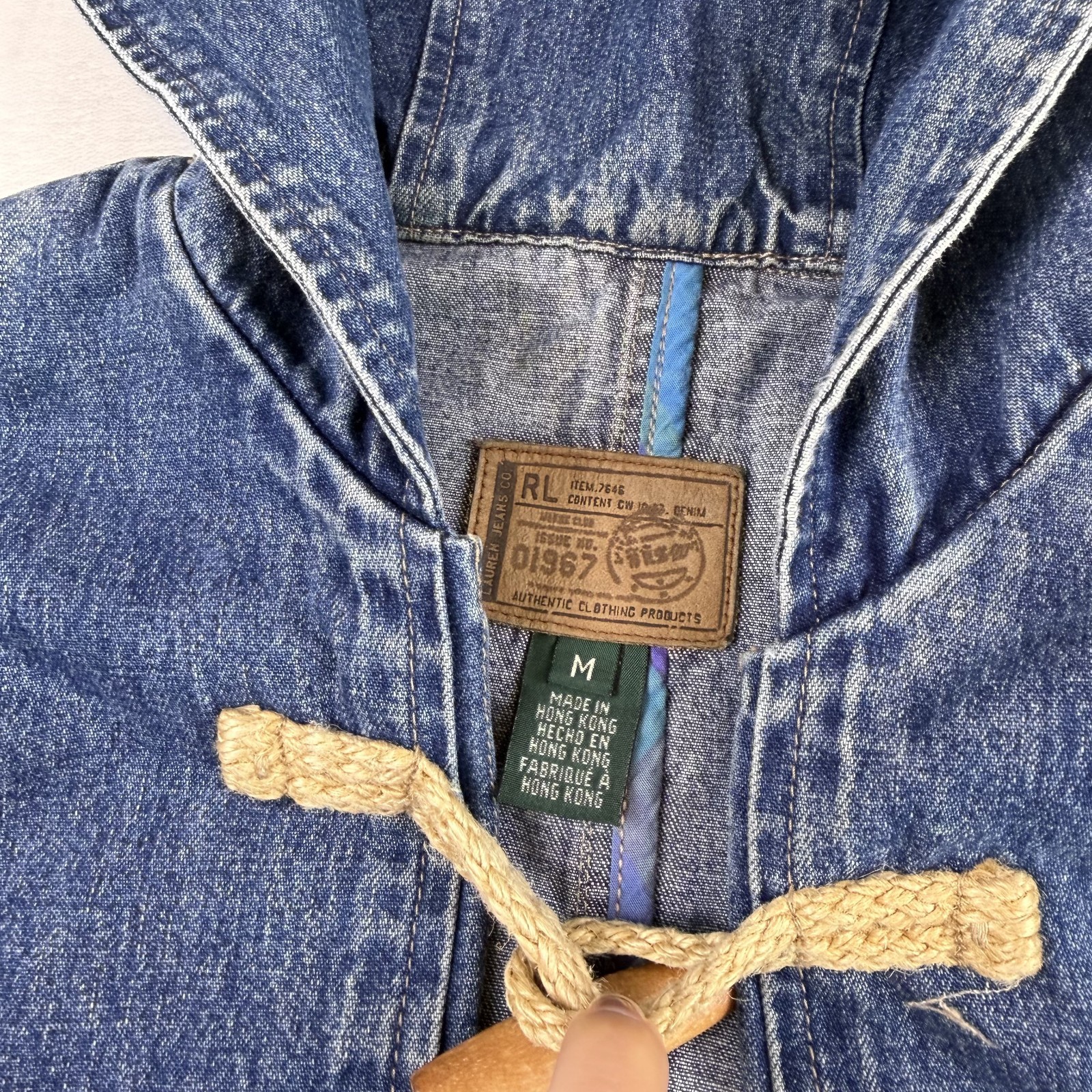 Rare Vintage LAUREN Jeans Co. Toggle Denim Jean Jacket 90s 2000s Ralph Polo SZ M image 6