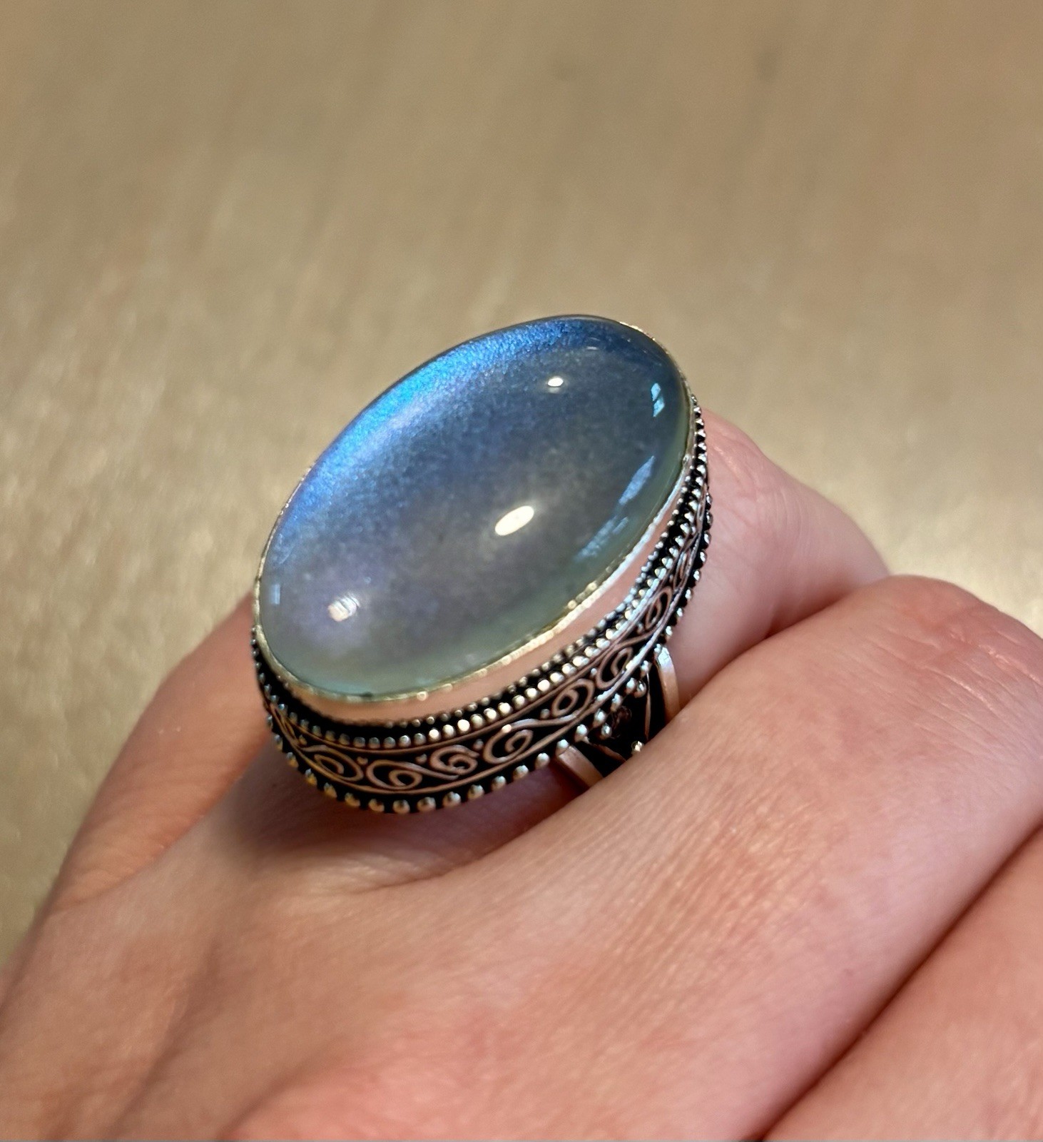 Large Moonstone Sterling Silver Ring - image 4