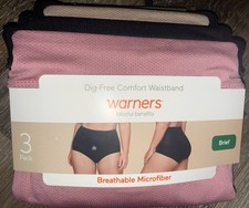 Warners Womens Brief Underwear Panties Polyester Breathable 3-Pair D XL