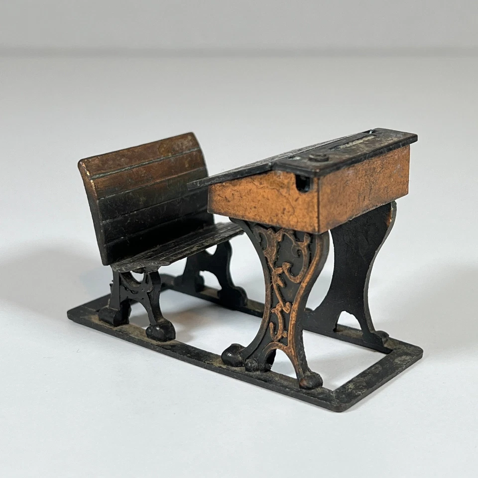 Vintage 1976 Durham Industries Cast Metal School Desk Miniature Hong Kong - Image 3 of 4