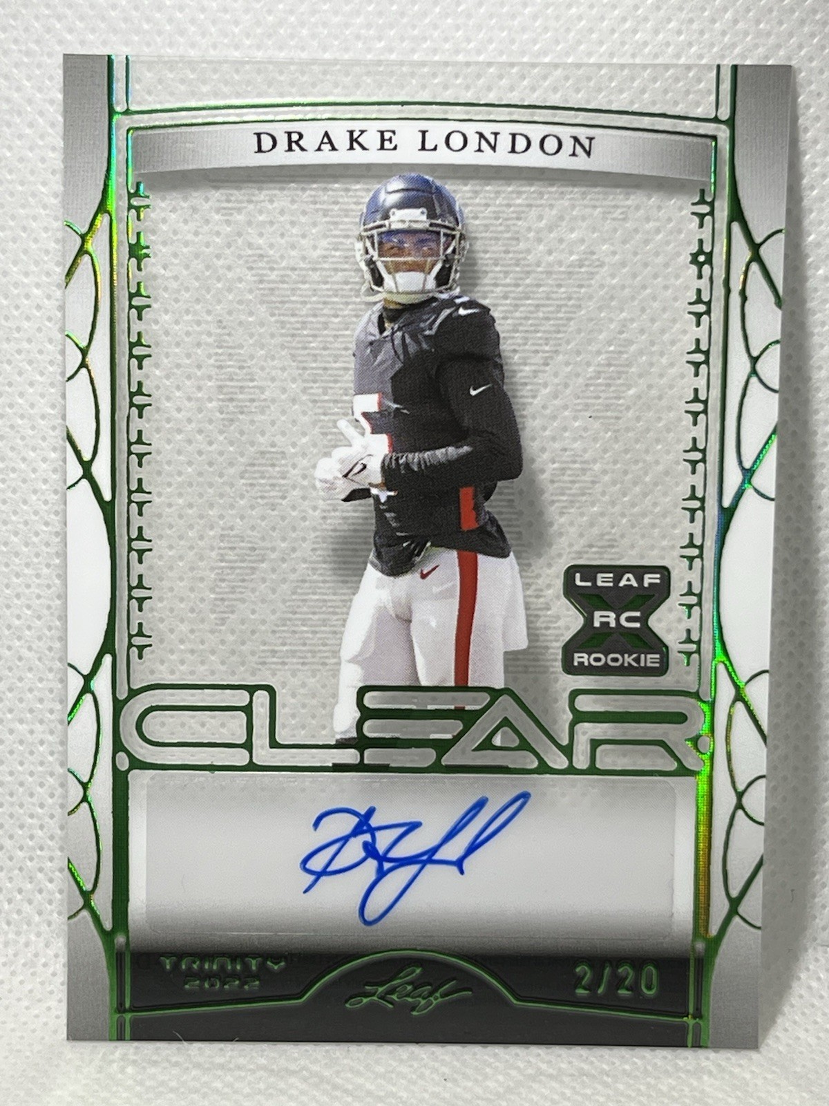 Drake London Leaf Trinity Clear Autographs #CADL2 Emerald Foil
